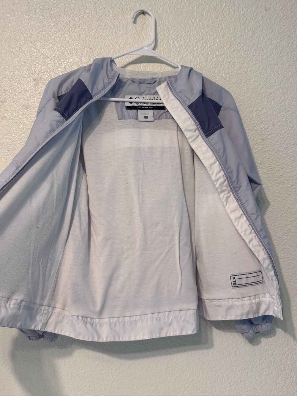 Columbia Youth Windbreaker Jacket Light Purple Colorblock Hooded Full Zip 14/16 - Picture 3 of 6